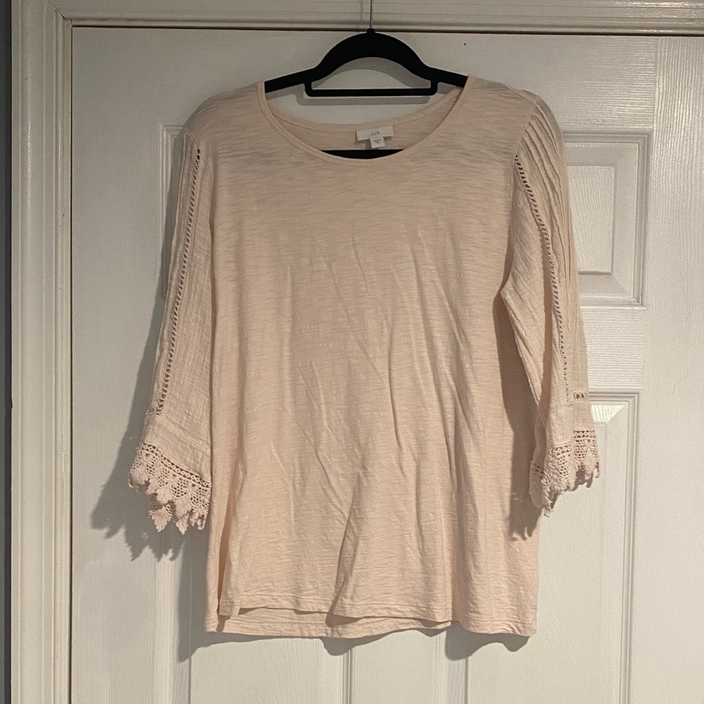 J. Jill Cream Lace Trim Women's Blouse